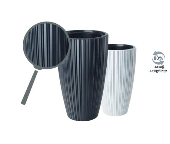 Mika rund blomkruka 40 cm med insats | Antracit