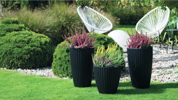 Mika rund blomkruka 40 cm med insats | Antracit
