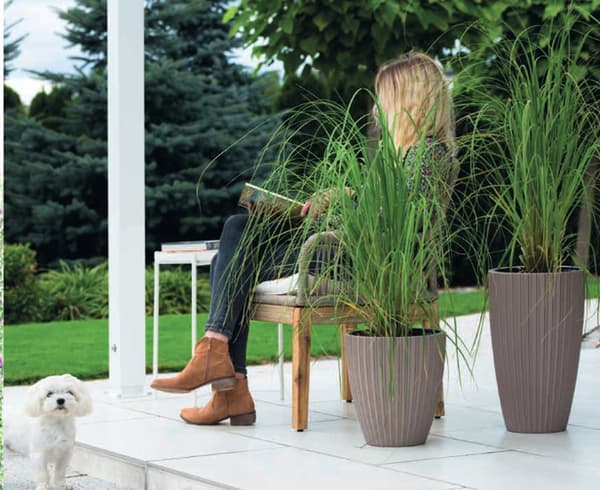 Mika rund blomkruka 40 cm med insats | Antracit