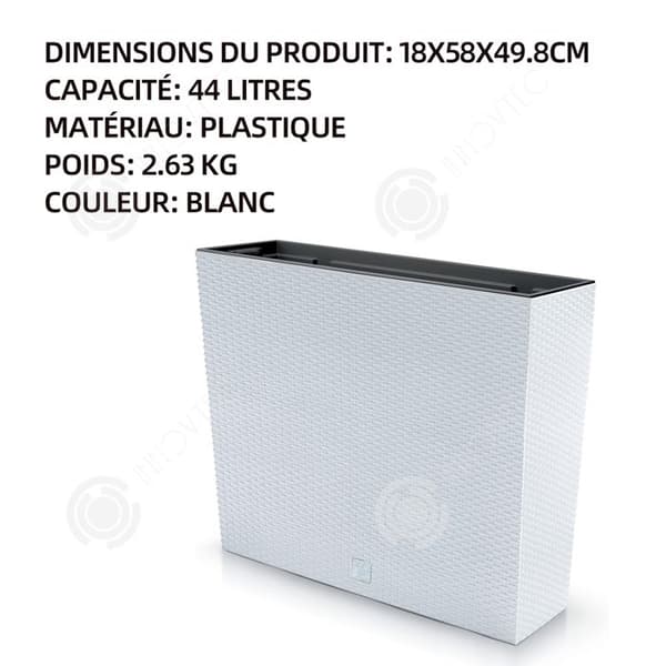 INN växtkrukor 18x58x49,8cm 44 liter för inomhus och utomhus modern rektangulär vit plastblomkruka