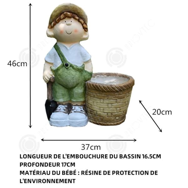 INN blomkruka 37x20 x46 cm Söt liten pojke formad planteringskruka Kreativ planteringskruka inomhus och utomhus