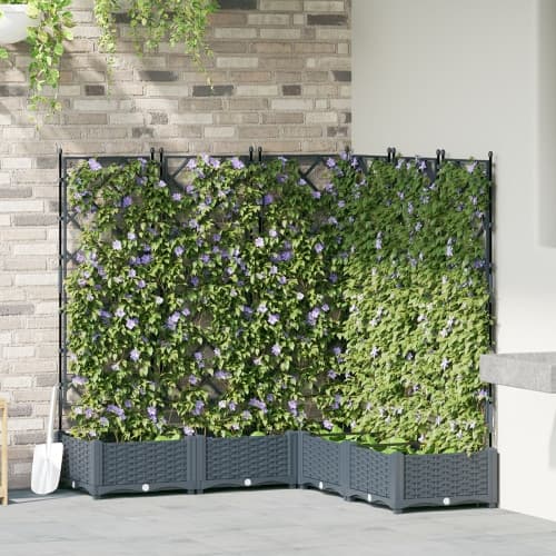 Trädgårdsplanterare med Trellis 5 st Ljusgrå 120x120x125.5 cm