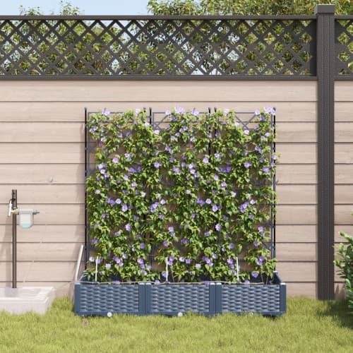 Trädgårdsplanterare med Vattenirrigationssystem 3 st Grå