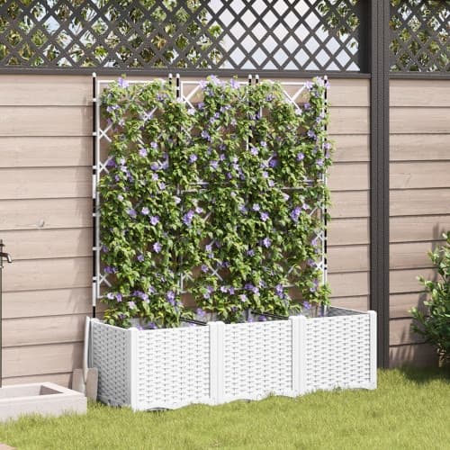 Trädgårdsplanterare med Trellis 3 st Vit 120x40x143 cm