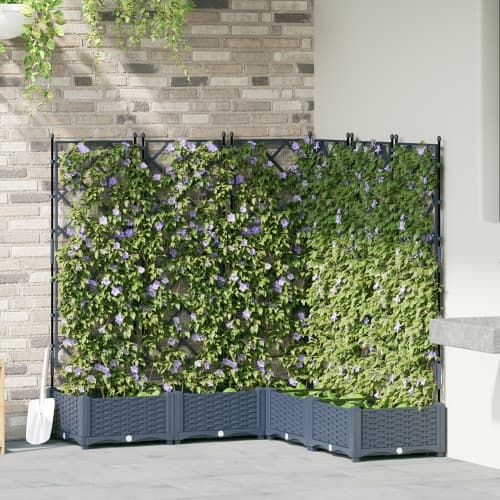 Trädgårdskruk med trellis 5 st Grå 120x120x125.5 cm