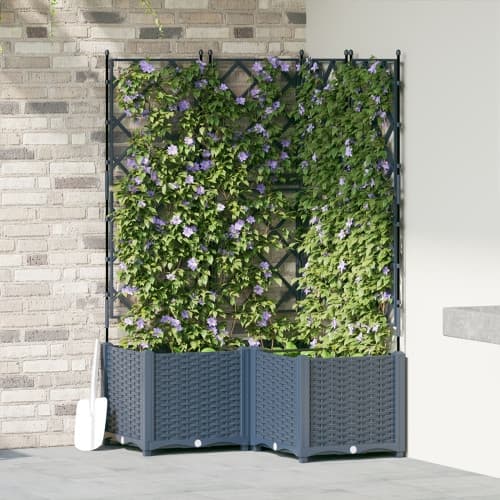 Trädgårdsplanterare med Trellis 3 st Grå 80x80x143 cm