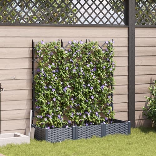 Trädgårdsplanterare med Trellis 3 st Grå 120x40x125.5 cm