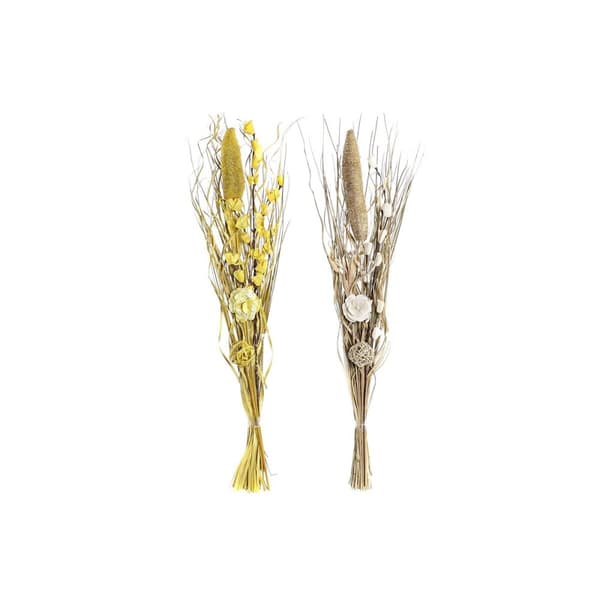 Bunt DKD Home Decor Naturell Gyllene Vit Gul Torkad blomma (30 x 30 x 100 cm) (2 antal)