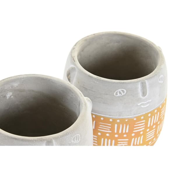 Urtepotte DKD Home Decor Ansigt Blå Pink Cement Grøn Gul (13 x 13 x 11 cm) (4 enheder)