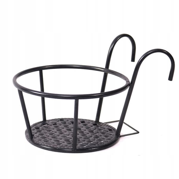 BLOMMEKRUKA BALKONGKRUKA FÖR BALKONGHÄNGANDE METALLRAM SVART 22 CM