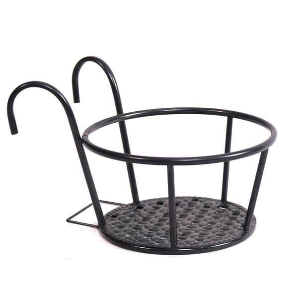 BLOMMEKRUKA BALKONGKRUKA FÖR BALKONGHÄNGANDE METALLRAM SVART 22 CM