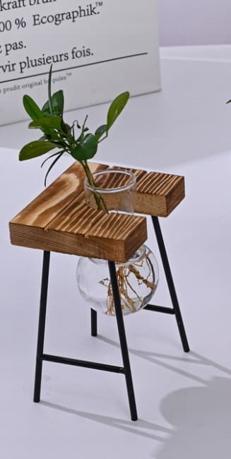 Koristeellinen ruukku LASI PUU Hydroponics JUURISTUSSARJA 1 kpl BAMBU JALUSTA