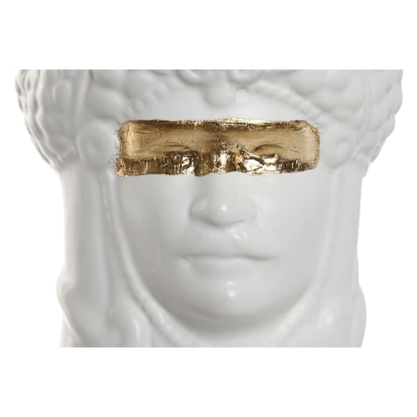 Urtepotte Home ESPRIT Hvid Gylden Porcelæn 10 x 10 x 14 cm (2 enheder)