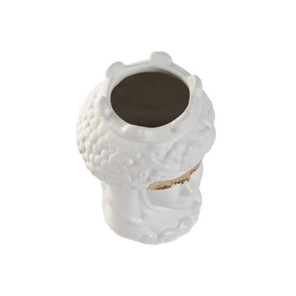 Urtepotte Home ESPRIT Hvid Gylden Porcelæn 10 x 10 x 14 cm (2 enheder)