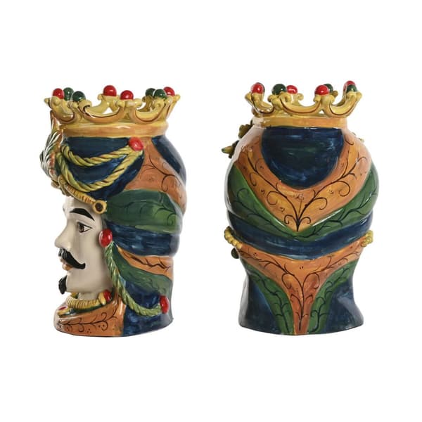 Urtepotte Home ESPRIT Grøn Multifarvet Porcelæn 20 x 20 x 29 cm (2 enheder)