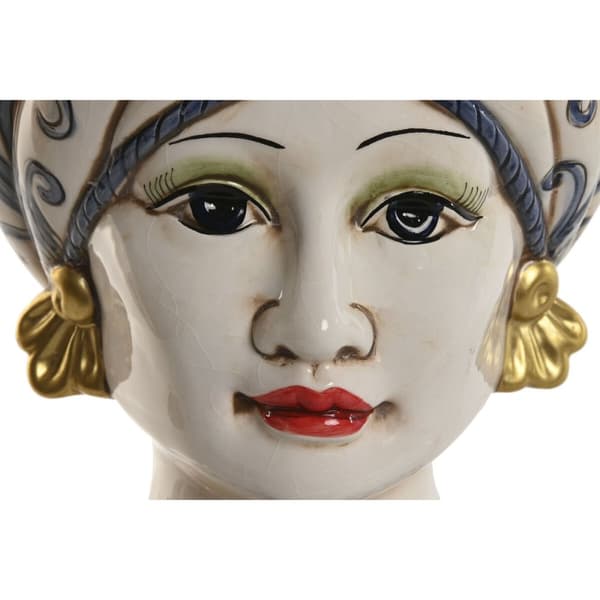 Urtepotte Home ESPRIT Blå Hvid Gylden Porcelæn 15 x 15 x 26 cm (2 enheder)