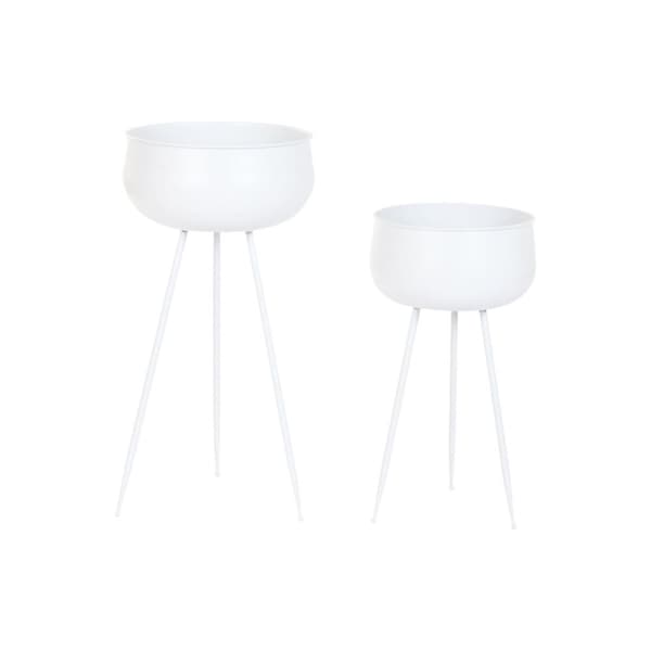 Kruka Home ESPRIT Vit Metall Urban 34 x 34 x 70 cm (2 Delar)