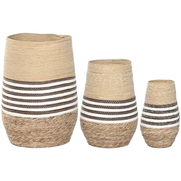 Kruka Home ESPRIT Brun Dvobarvna Fibrer Urban 31 x 31 x 49 cm (3 Delar)