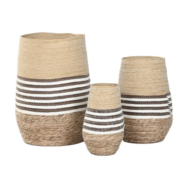Kruka Home ESPRIT Brun Dvobarvna Fibrer Urban 31 x 31 x 49 cm (3 Delar)