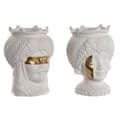 Miniatyrbillede 1 af 4: Urtepotte Home ESPRIT Hvid Gylden Porcelæn 15 x 15 x 26.5 cm (2 enheder)