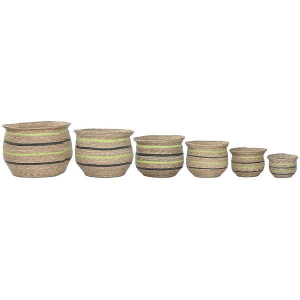 Urtepotte Home ESPRIT Brun Grøn Fiber Araber 44 x 44 x 33 cm (6 enheder)