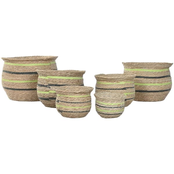 Urtepotte Home ESPRIT Brun Grøn Fiber Araber 44 x 44 x 33 cm (6 enheder)