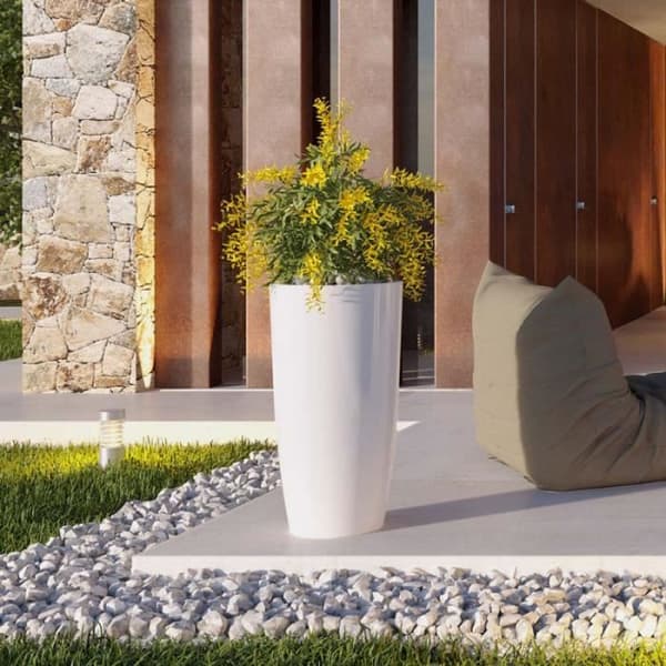 Blomkruka - Prestige - Vit - Ø 40 cm - H 65 cm - UV-beständig polyeten