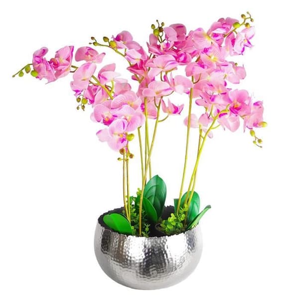 Leaf Large Hammered Silver Metal Flower Kruka 30 x 20 cm - LEAF-7311