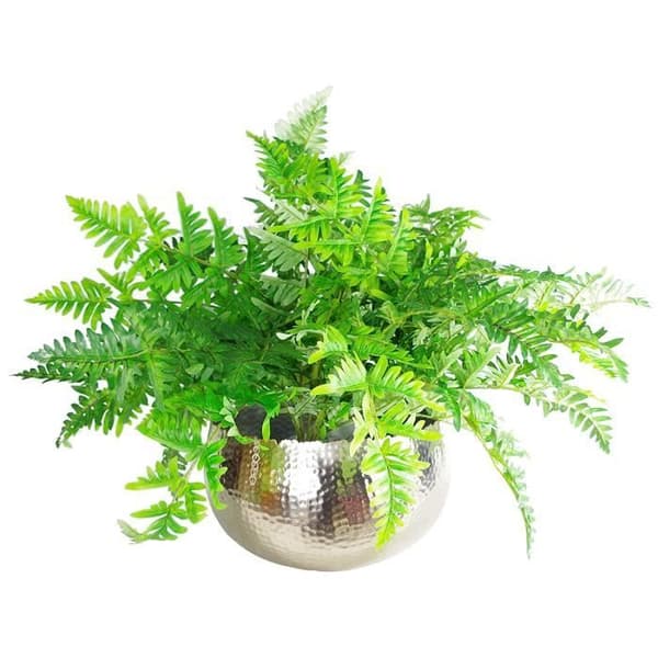 Leaf Large Hammered Silver Metal Flower Kruka 30 x 20 cm - LEAF-7311