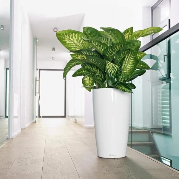 Blomkruka - LEC - Rondo Premium 40 - Blank svart - Med vattenreserv - Diameter 40 cm