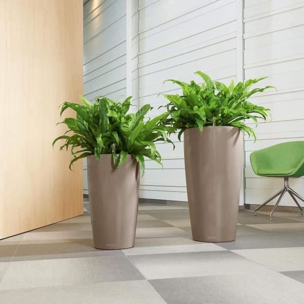 Blomkruka - LEC - Rondo Premium 40 - Blank svart - Med vattenreserv - Diameter 40 cm