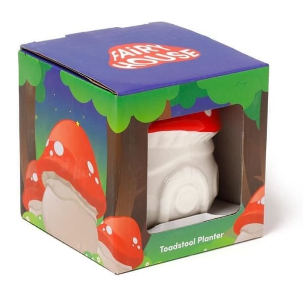 Keramisk inomhuskruka Fairy House Mushroom Puckator - vit/röd - 11x9x10 cm