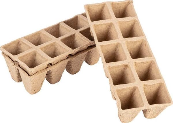 Verto - 15G466 - Små torvplantaskar (2x5 hål) 22 x 8,5 x 5,5 cm, 10 stycken