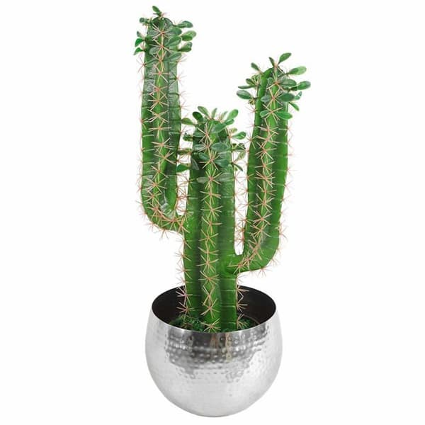 Lövblomkruka - LEAF-7303 - Stor silverhamrad metallblomkruka 22 x 18 cm Rak kant 22 x 18 cm