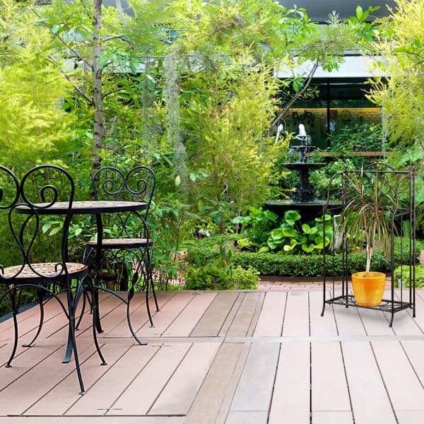 Relaxdays Blomsterhylla i metall 2 plan utomhus växtstöd balkong terrass trädgård HxBxD: 64,5 x 33,5 x 18 cm, svart