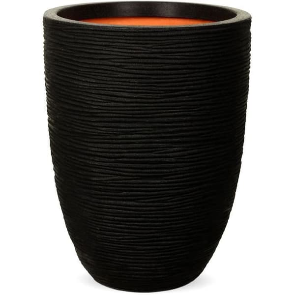 Elegant låg vas - CAPI EUROPE - RIB NL - 34 x 46 cm - Svart