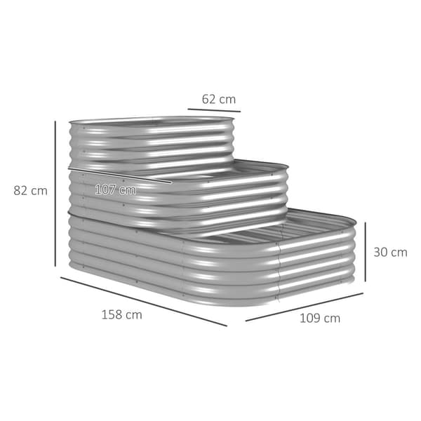 Höjd Trädgårdsbädd, 158x109x82 cm, Silver