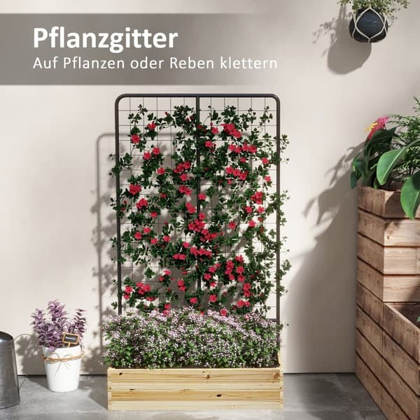 Hævet Havebed med Espalier, 80x38x145 cm, Naturligt Træ