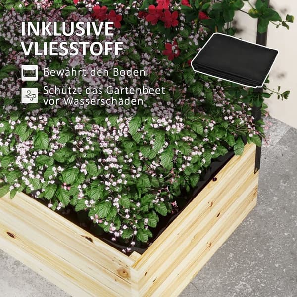 Hævet Havebed med Espalier, 80x38x145 cm, Naturligt Træ