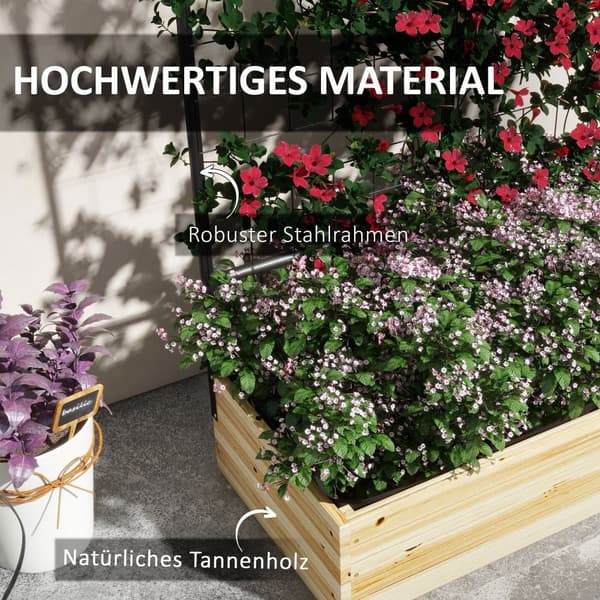 Hævet Havebed med Espalier, 80x38x145 cm, Naturligt Træ