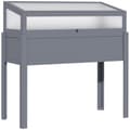 Pikkukuva 1 / 9: Kasvihuone, korotettu puutarhaviljelylaatikko puulla ja kylmäsuojalla 2-in-1, 120x54x112/122 cm, harmaa