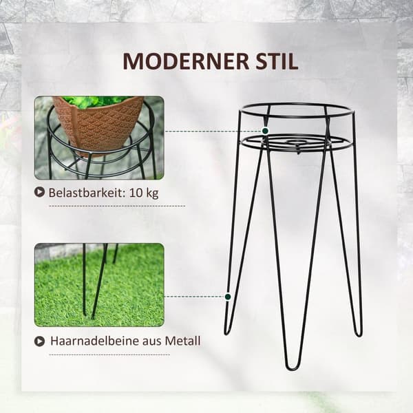 Plante Stand Sæt, 21x20x23.5 cm, 22x21x30 cm, 26x23x42 cm, Sort