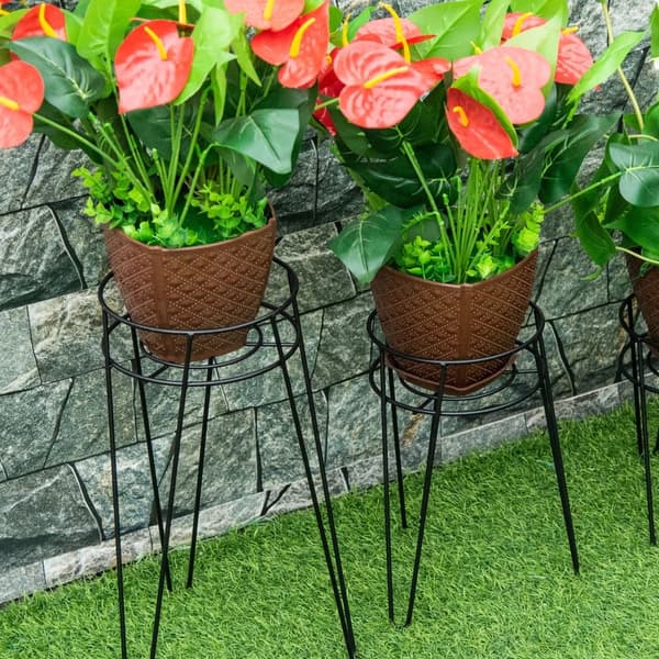 Plante Stand Sæt, 21x20x23.5 cm, 22x21x30 cm, 26x23x42 cm, Sort