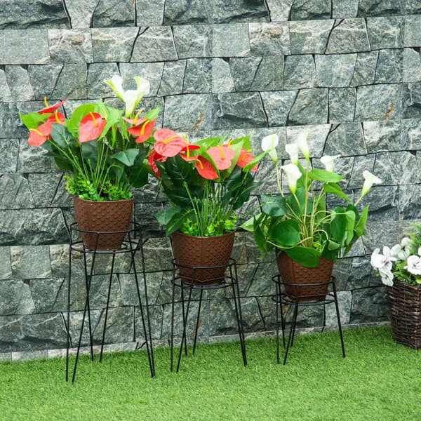 Plante Stand Sæt, 21x20x23.5 cm, 22x21x30 cm, 26x23x42 cm, Sort
