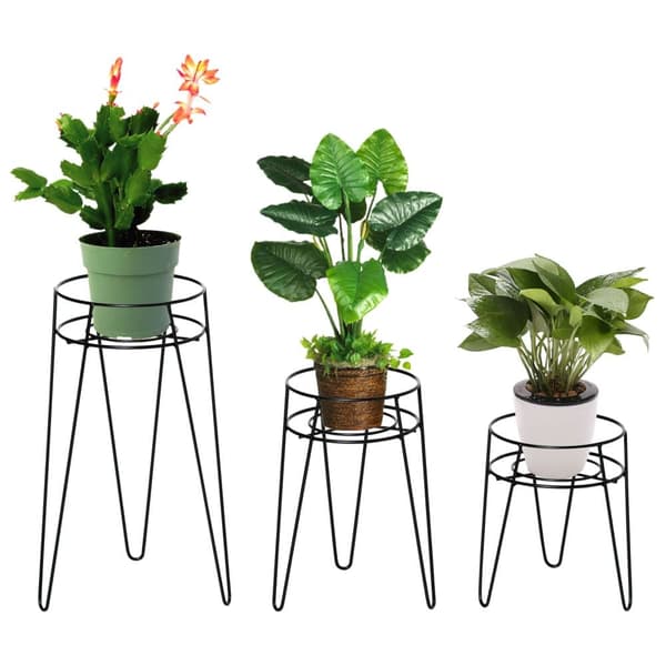 Plante Stand Sæt, 21x20x23.5 cm, 22x21x30 cm, 26x23x42 cm, Sort