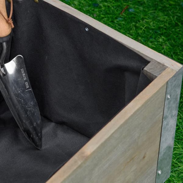 Rootz -plante på ruller - rektangulær planter - havearbejdebakke - massivt træ metal - kunstvanding og dræning - 96 cm x 30,6 cm x 30 cm