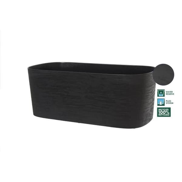 Plantekasse + vandreserve - GARDEN ID Respect - Sort-Ant 50 x 17 cm - 100% husholdningsaffald - 100% genanvendelig - Struktureret overflade