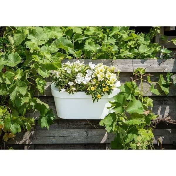 Plantekasse + krog - GARDEN ID Star - Hvid 50 x 21 cm - Nem at montere - Vandreserve - Genbrugt og 100% genanvendelig