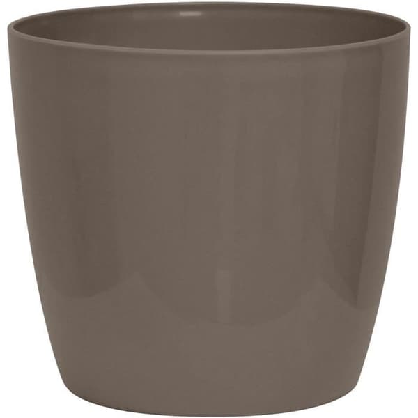 Kiiltävä kukkaruukku - GARDEN ID - kiiltävä taupe - pyörillä - 30 x 27 cm - keraaminen ulkonäkö - vedenpitävä - helppo siirtää