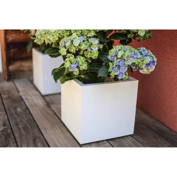 EDA Graphit Up fyrkantig blomlåda - 21 l - 29,5 x 29,5 x 29,5 cm - vitkalkad